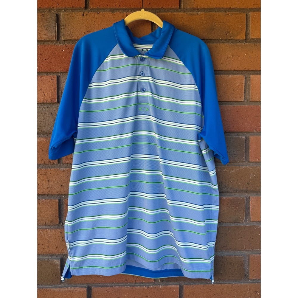 Oakley Polo Shirt Short Sleeve Striped Golf‎ Performance | Mens Size XL
